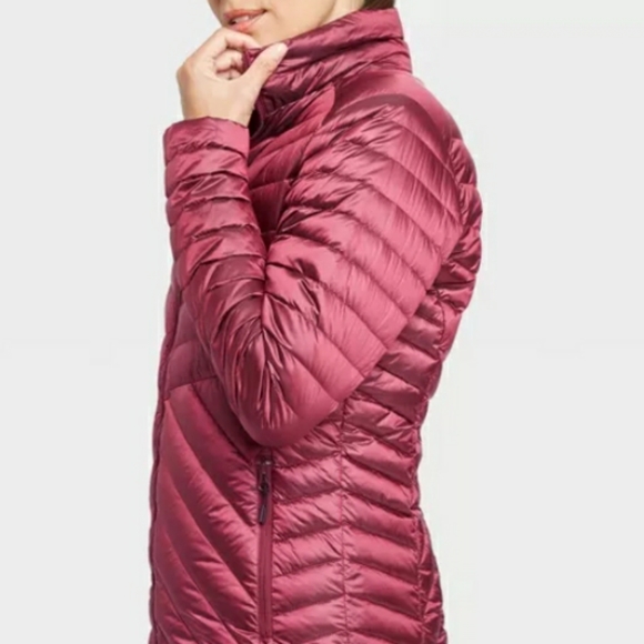 Women's Burgundy L Puffer Jacket - Picture 5 of 6